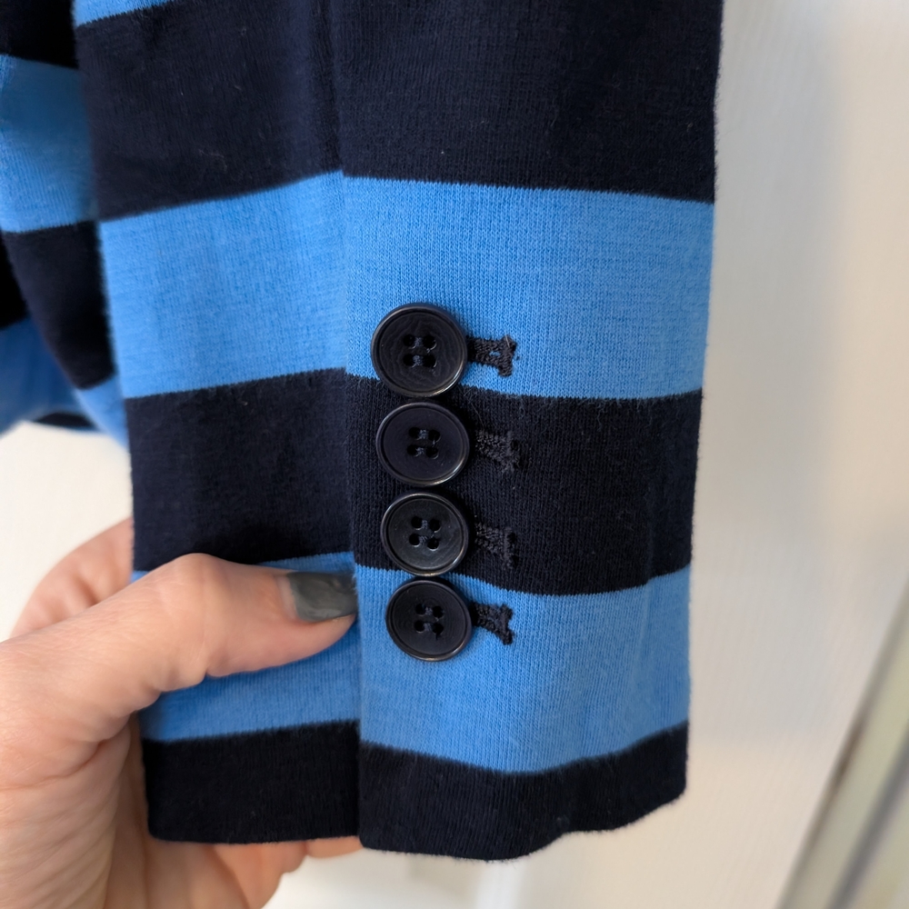 Talbots Women's Comfortable Striped Blazer in Blue and Black Size Large Petite - Picture 3 of 5